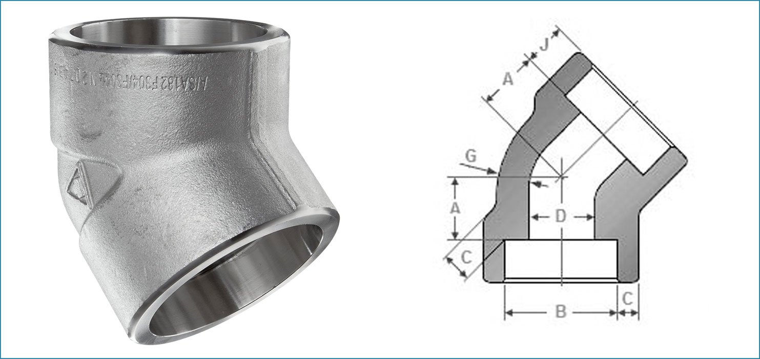 ASME B16.11 Socket Weld 45 Deg Elbow