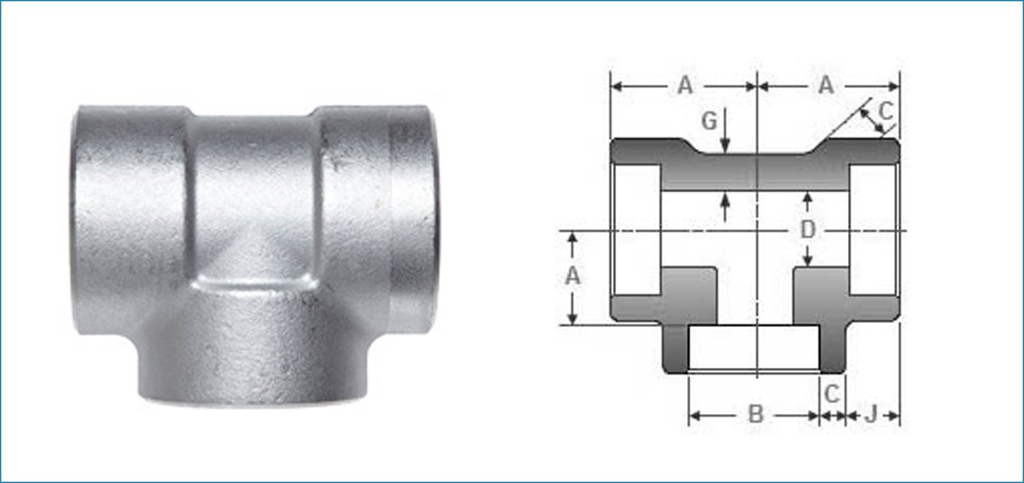 ASME B16.11 Socket Weld Unequal Tee