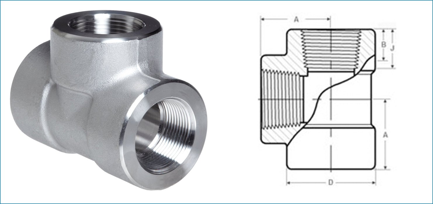 ASME B16.11 Threaded / Screwed Equal Tee